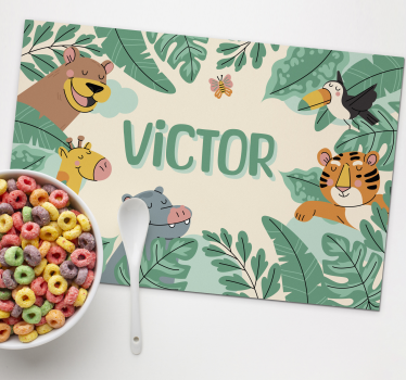 Tischset mit Namen jungle Tiere - TenStickers