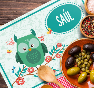 Kinder Tischset Eule anpassbar - TenStickers