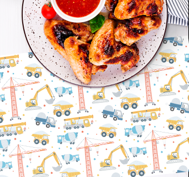 Kinder Tischset Pastellfarbene baufahrzeuge - TenStickers