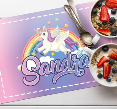 Kinder Tischset Schönes anpassbares Einhorn - TenStickers