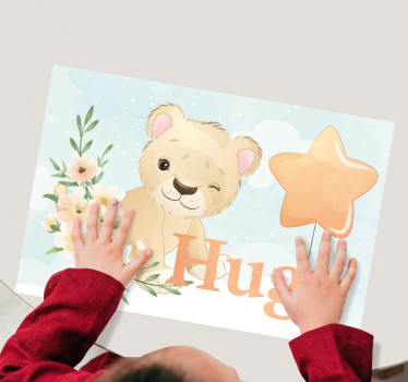 Kinder Tischset Süßer löwe für jungen mit Namen - TenStickers
