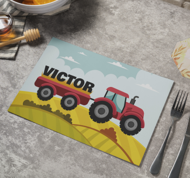 Platzset mit Namen Bunter traktor und name - TenStickers