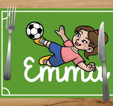 Platzset mit Namen Fußballspielerin mit Namen - TenStickers