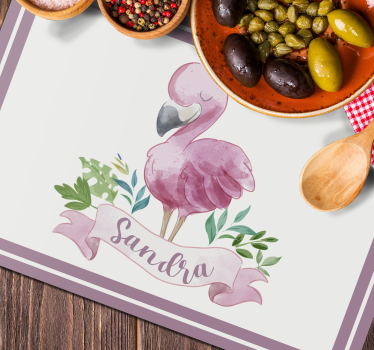 Platzset mit Namen Gemalter flamingo für kinder - TenStickers
