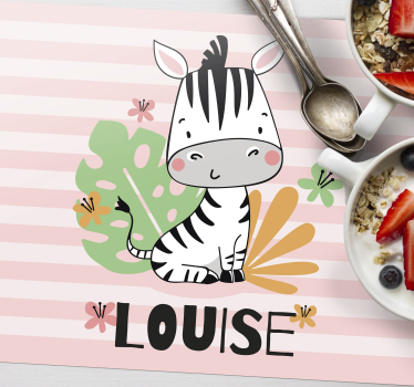 Platzset mit Namen Zebra personalisiert - TenStickers