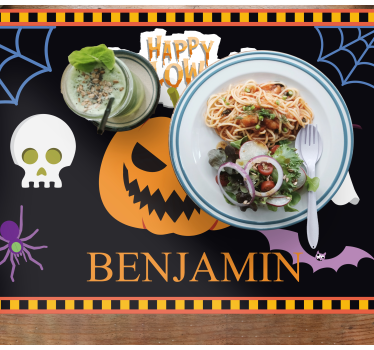 Platzset rechteckig Kinder-halloween-muster mit Namen - TenStickers