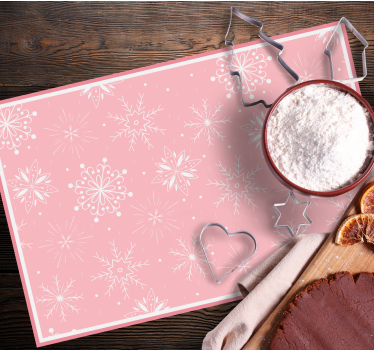 Platzset Weihnachten Weiße schneeflocken auf rosa Hintergrund - TenStickers