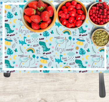 Tischset kinder bunte dino fantasie - TenStickers