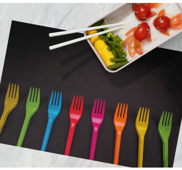 Tischset kinder bunte gabeln kollektion - TenStickers