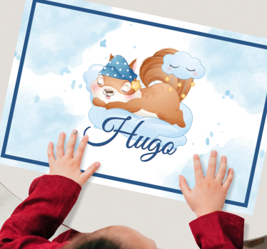 Tischset kinder eichhörnchen auf wolke - TenStickers