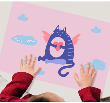 Tischset kinder fliegende katze mit herz - TenStickers