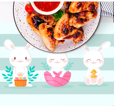 Tischset kinder mit niedlichen hasenfiguren - TenStickers