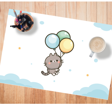Tischset kinder mit niedlichen katzenballons - TenStickers
