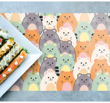 Tischset kinder mit niedlichen tiergesichtern - TenStickers