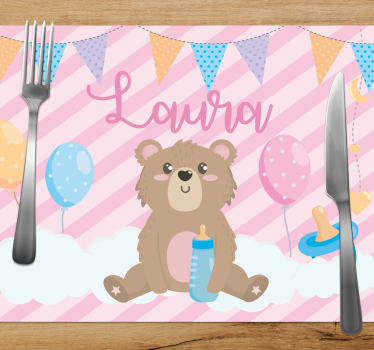 Tischset kinder mit süßem bärenballon - TenStickers