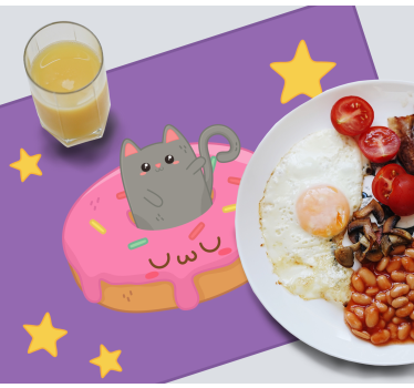 Tischset kinder mit süßem katzen-donut - TenStickers