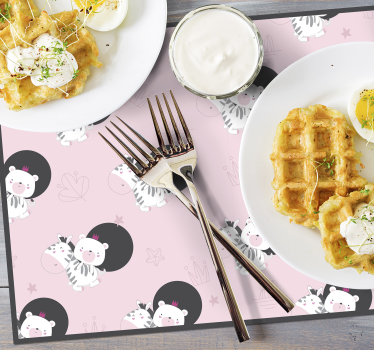 Tischset kinder mit süßen zebra-illustrationen - TenStickers