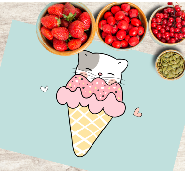 Tischset kinder mit süßer katzen-eiscreme - TenStickers