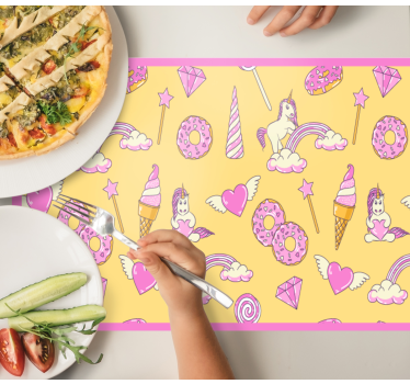 Tischset kinder mit verspielten einhörnern - TenStickers