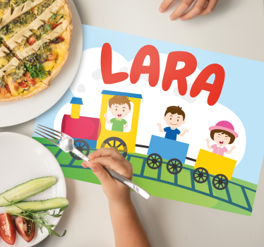 Tischset kinder mit zugfahrzeug illustration - TenStickers