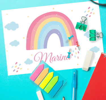 Tischset kinder regenbogen mit namen - TenStickers