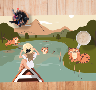 Tischset kinder spielende tiger szene - TenStickers