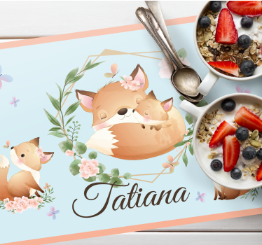 Tischset kinder süße fuchs familie - TenStickers