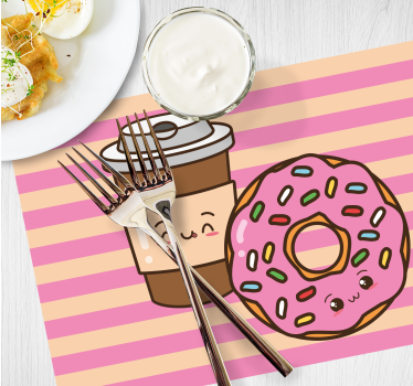 Tischset kinder süße kaffeetasse mit donut - TenStickers