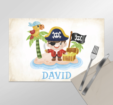 Tischset mit Namen kartoon Pirat - TenStickers