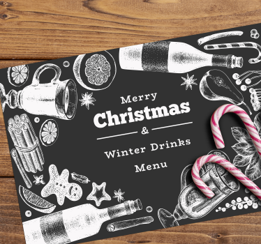 Tischset weihnachten festliches getränkemenü - TenStickers