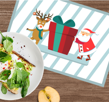 Tischset weihnachten geschenk mit santa und rentier - TenStickers