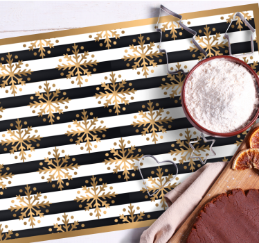 Tischset weihnachten mit goldenem schneeflockenmuster - TenStickers