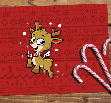 Tischset weihnachten mit süßem rentiermotiv - TenStickers