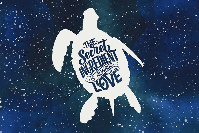 Tischset Text Schildkröte mit Galaxienmuster - TenStickers