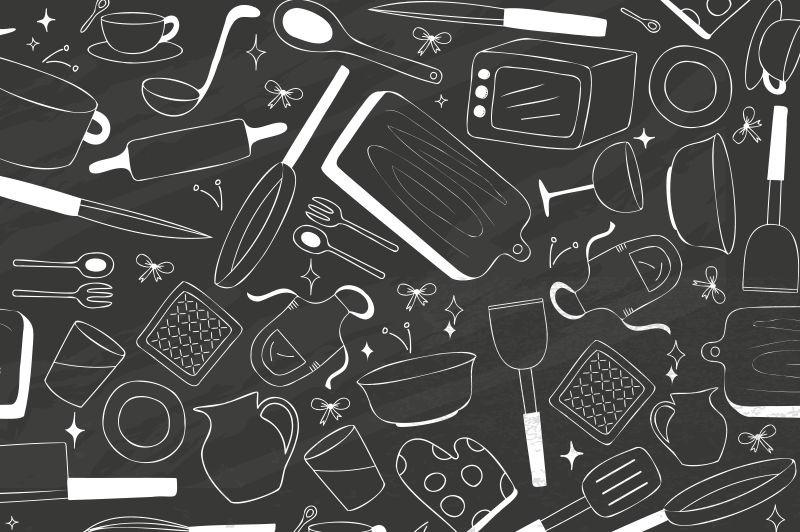 Tischset modern Küchengeräte und Lebensmittel - TenStickers