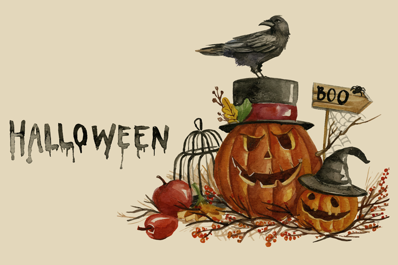 Tischset halloween mit festlichem kürbisarrangement - TenStickers