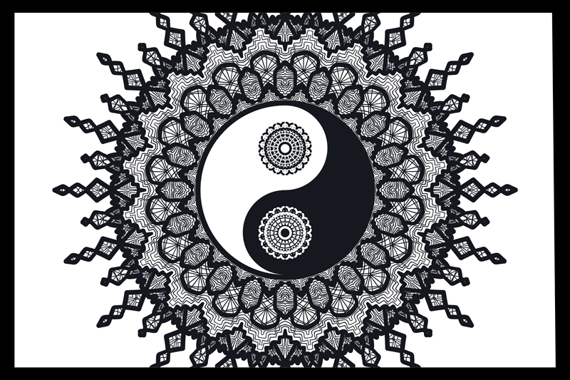 Tischset textur yin yang mandala muster - TenStickers