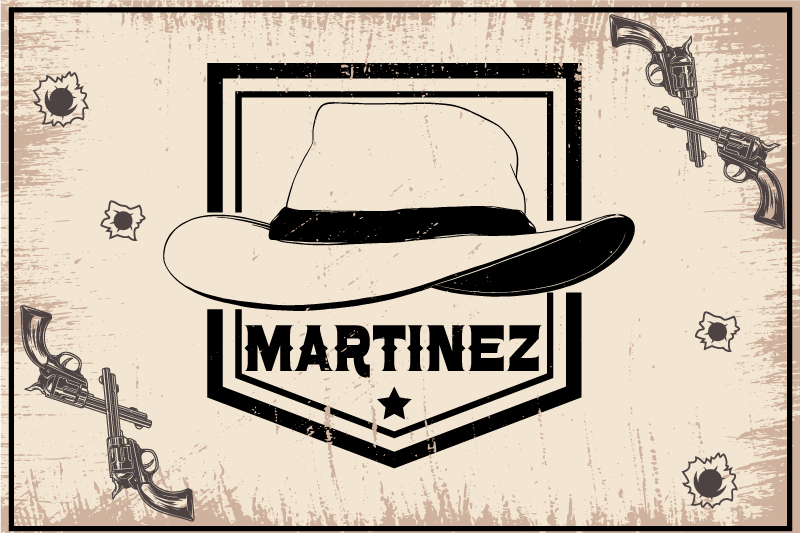 Tischset mit Namen Cowboyhut mit Namen - TenStickers