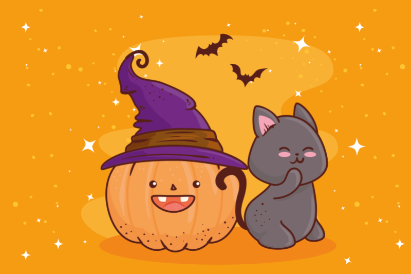 Tischset Kinder Kürbiskopfhexe - TenStickers