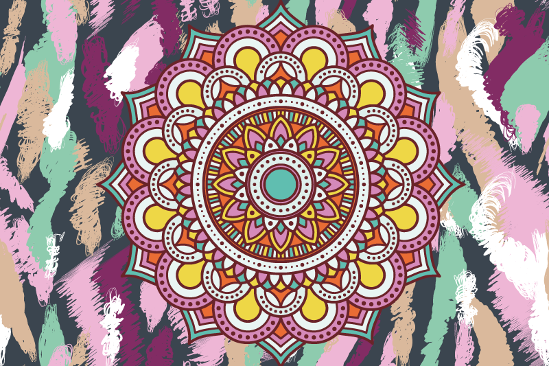 Tischset textur lebhaftes mandala element - TenStickers