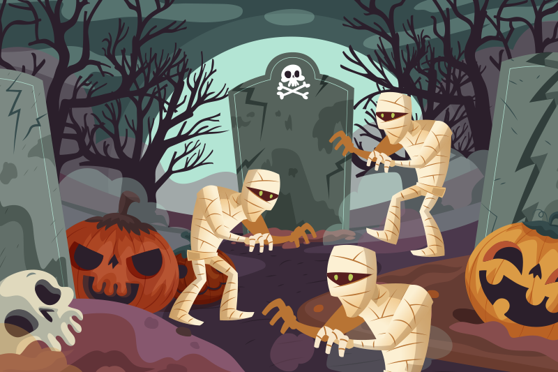 Tischset halloween mummies aus dem grab - TenStickers