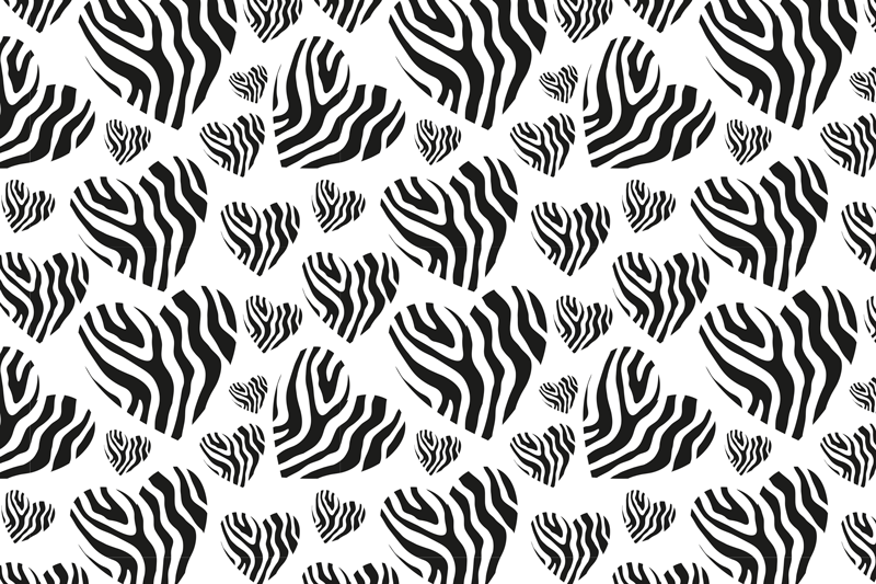 Tischset textur zebra herzmuster - TenStickers