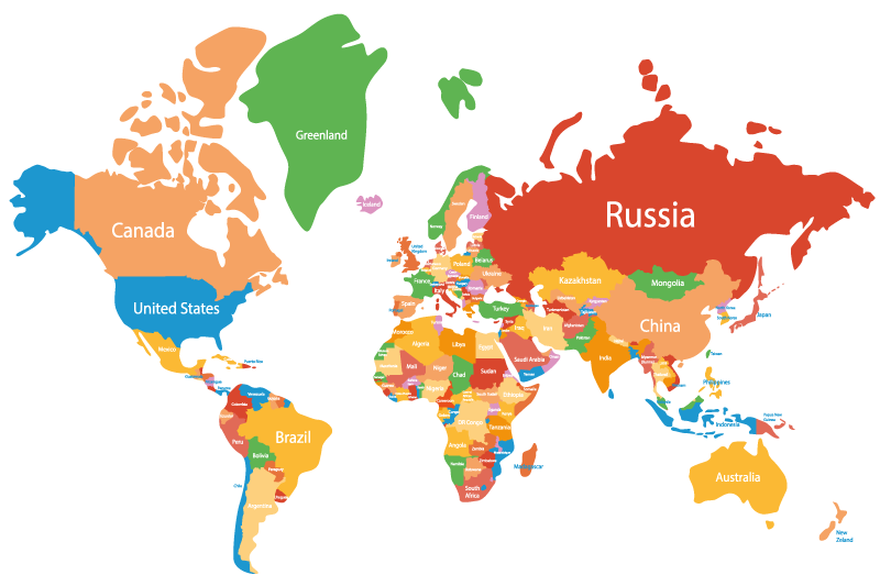 Tischsets originell Bunte weltkarte - TenStickers