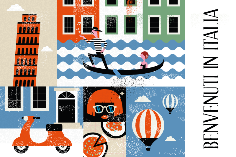 Tischsets originell lebendige italienische szene - TenStickers