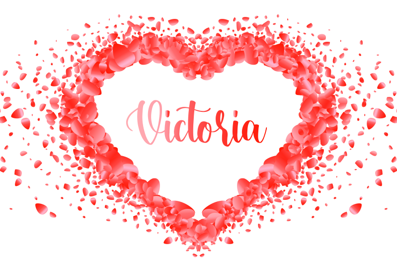 Tischset mit Namen Blütenblätter bilden herz mit Namen - TenStickers