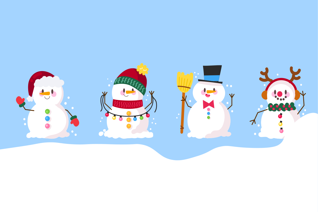 Tischset Weihnachten 4 süße schneemänner - TenStickers