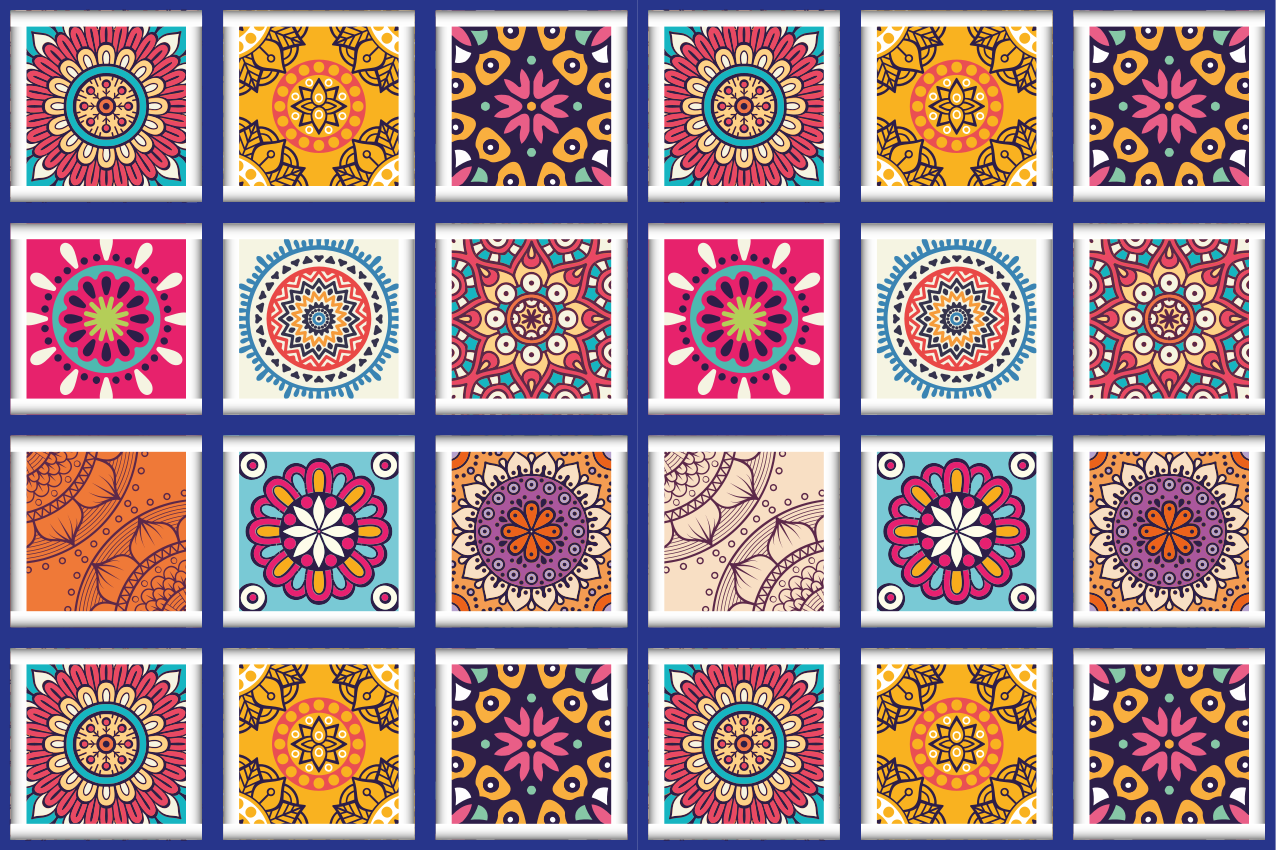 Tischsets originell mit geometrisch floralen mustern - TenStickers