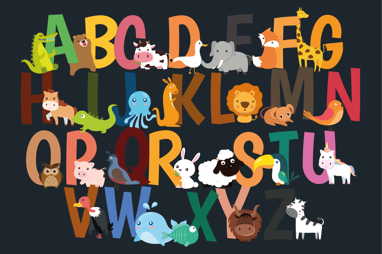Tischset kinder mit tieralphabet figuren - TenStickers