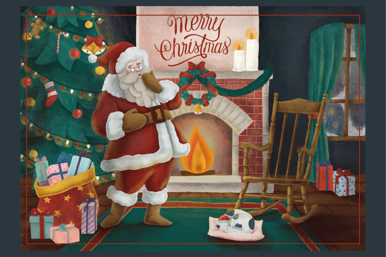 Tischset weihnachten weihnachtsmann treffen - TenStickers