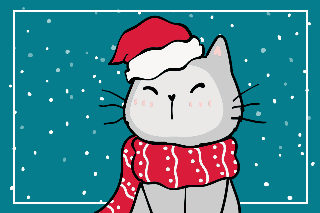 Tischset Weihnachten Lustiges katzenweihnachtsdesign - TenStickers